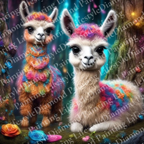 Best Friends Lamas - Diamond Painting Komplett-Set in 60x60cm