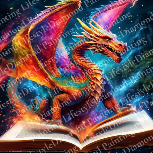 Drache aus dem Buch - Diamond Painting Komplett-Set in verschiedenen Größen