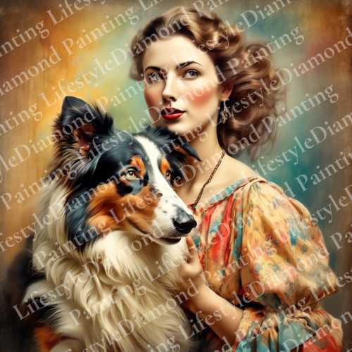 Frau mit Hund - Diamond Painting Komplett-Set in verschiedenen Größen