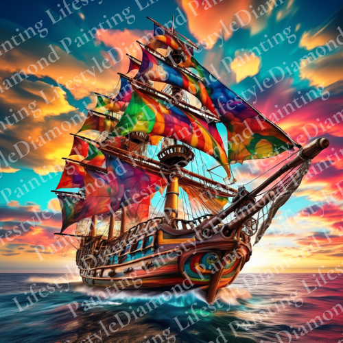 Piratenschiff - Diamond Painting Komplett-Set in 50x50cm