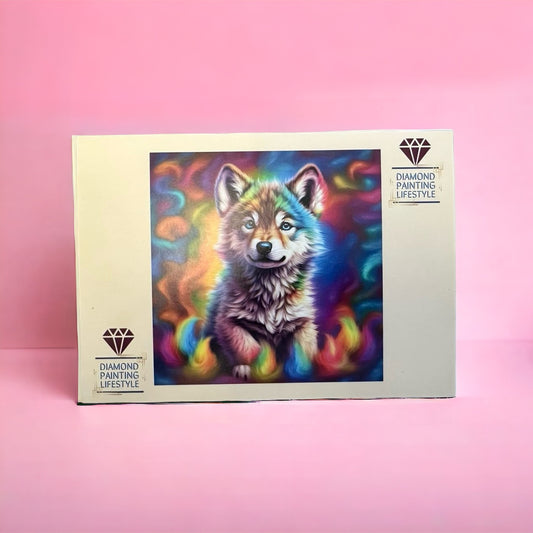 Postkarte Wolf-Motiv für Diamond Painting Fans