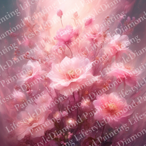 Rosa Blumen - Diamond-Painting-Komplettset in 30x30cm